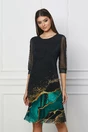 Rochie Adina neagra cu imprimeu verde la baza