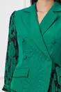Rochie Adina verde cu imprimeuri negre si bust tip sacou