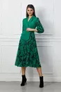 Rochie Adina verde cu imprimeuri negre si bust tip sacou