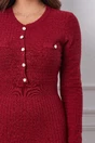 Rochie Alesia bordo din tricot cu nasturi perlati la bust