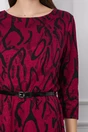Rochie Alexa magenta cu imprimeu negru si curea in talie