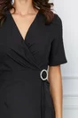 Rochie Alexa neagra cu design petrecut si accesoriu stralucitor in talie