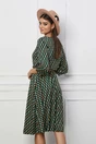 Rochie Alexa verde cu imprimeu geometric bej si curea in talie