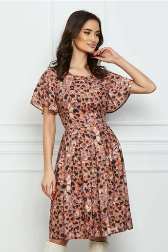 Rochie Alina maro cu animal print