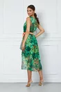 Rochie Amaris verde cu imprimeuri corai