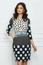 Rochie Andra neagra cu buline bleu si dungi