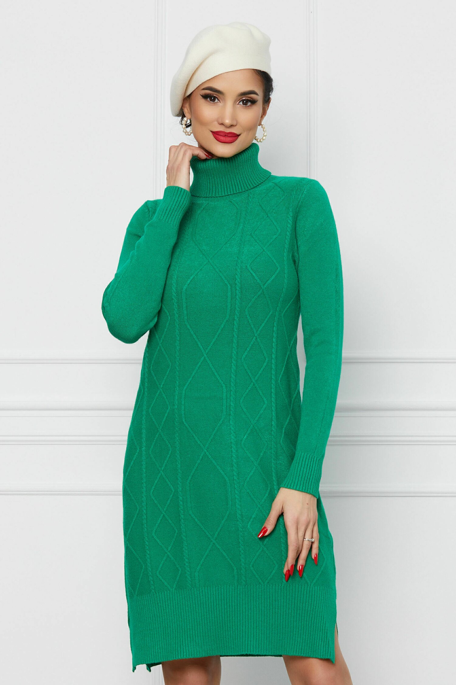 Rochie Anemona verde din tricot