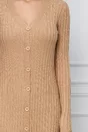 Rochie Anisia maro din tricot reiat cu nasturi
