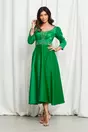 Rochie Anisia verde cu strasuri pe bust si talie