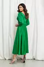 Rochie Anisia verde cu strasuri pe bust si talie