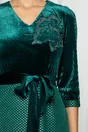 Rochie Anisia verde din catifea si tulle cu buline