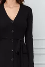 Rochie Ayana neagra din tricot cu nasturi si cordon
