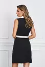 Rochie Ayda tip sacou neagra cu guler alb si curea in talie
