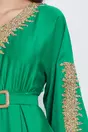Rochie Bianca verde cu strasuri si curea in talie