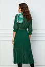 Rochie Bianca verde din voal cu fusta plisata si curea in talie
