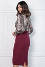 Rochie bordo cu animal print pe bust si maneci