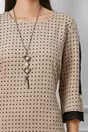 Rochie Camelia bej cu buline si dantela pe maneci