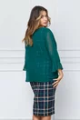 Rochie Carolina cu voal verde si fusta bleumarin cu carouri