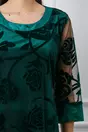 Rochie Carolina verde din tull cu insertii catifelate