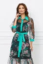 Rochie Chloe neagra cu imprimeuri verzi