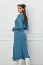 Rochie Christina albastra din tricot cu snur reglabil in talie