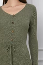 Rochie Christina kaki din tricot cu snur reglabil in talie