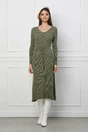 Rochie Christina kaki din tricot cu snur reglabil in talie