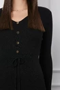 Rochie Christina neagra din tricot cu snur reglabil in talie