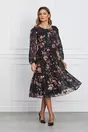 Rochie Daria neagra cu imprimeuri maro