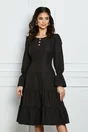 Rochie Daria neagra cu nasturi si volane