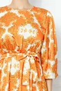 Rochie Daria orange cu imprimeu si cordon in talie