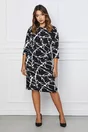 Rochie Diana neagra cu imprimeu alb