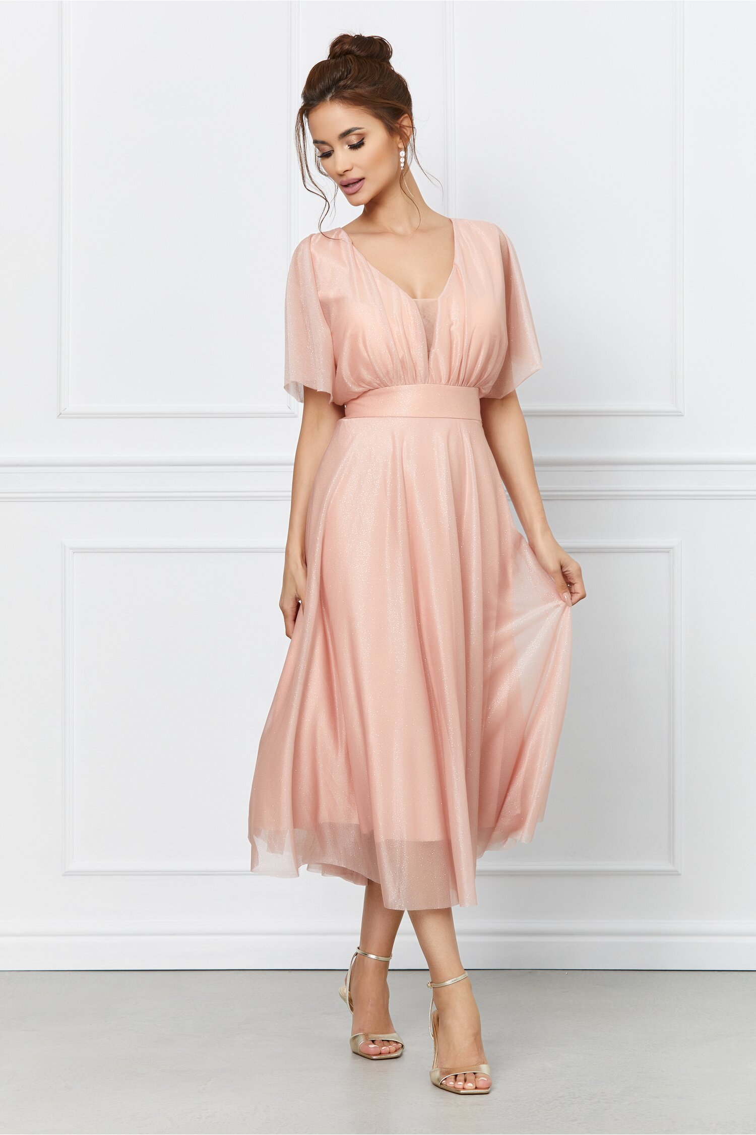 Rochie Diana roz cu glitter