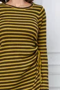 Rochie Doina din tricot cu dungi gri-lime si snur in lateral