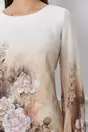 Rochie Dora ivory cu bej in degradee si imprimeu floral