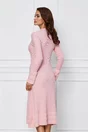 Rochie Dorina roz din tricot cu blanita la maneci si la baza