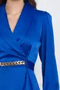 Rochie Doris albastra cu accesoriu metalic in talie