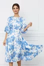 Rochie Dy Fashion alba cu flori bleu