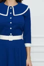 Rochie Dy Fashion albastra cu guler maxi si curea in talie