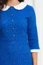 Rochie Dy Fashion albastra cu guler si mansete albe