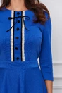 Rochie Dy Fashion albastra cu nasturi catifelati pe bust