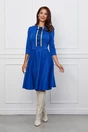 Rochie Dy Fashion albastra cu nasturi catifelati pe bust