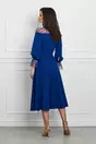 Rochie Dy Fashion albastra cu tull si buline catifelate