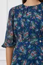 Rochie Dy Fashion albastra din voal cu floricele