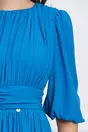 Rochie Dy Fashion albastru petrol cu pliuri