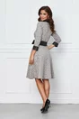 Rochie Dy Fashion bej cu nasturi la bust si cordon in talie