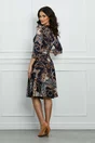 Rochie Dy Fashion bleumarin clos din jerse cu imprimeuri gri