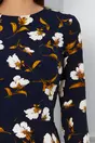 Rochie Dy Fashion bleumarin cu imprimeuri florale albe
