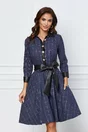 Rochie Dy Fashion bleumarin cu nasturi la bust si cordon in talie