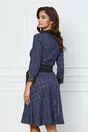 Rochie Dy Fashion bleumarin cu nasturi la bust si cordon in talie